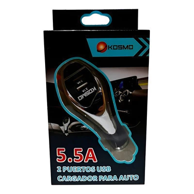 CARGADOR PARA AUTO KOSMO 5.5A 2 PUERTOS USB