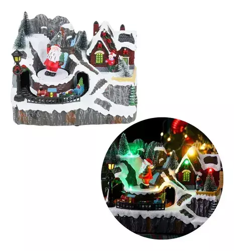 Adorno Navideño Santa Giratorio Luces Musica Noel Navidad