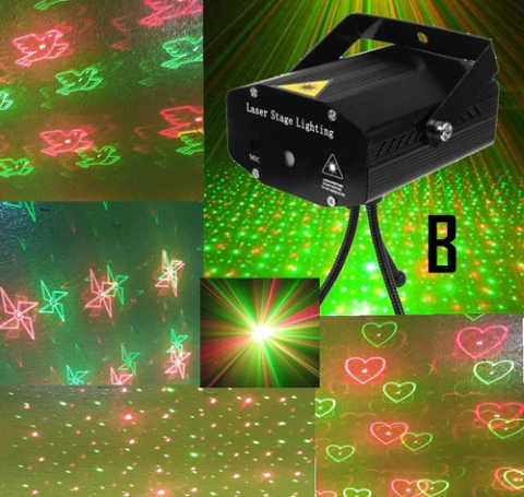 LASER MULTIPUNTO CON FORMAS ROJO Y VERDE – CON SOPORTE