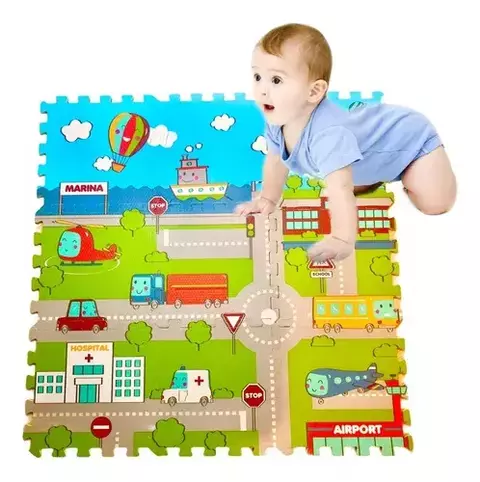alfombra de juego para bebés piso de goma eva encastrable x 4 unidades 50x50cm aprox