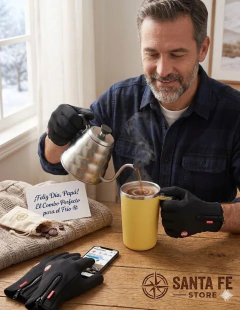 COMBO PERFECTO DIA DEL PADRE- GUANTES TACTIL TERMICOS + TAZA MEZCLADORA ACERO