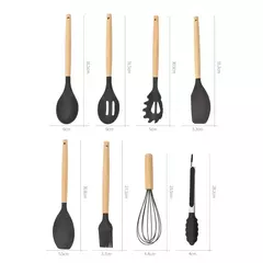 Imagen de ✨​Set Utensilios De Cocina x 12 Piezas Silicona Mango Madera