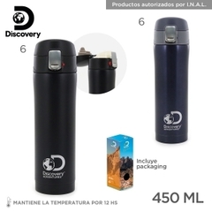 TERMO ACERO INOXIDABLE C/ TAPA A ROSCA Y PICO VERTEDOR CAMPING 450 Ml – DISCOVERY