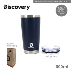 VASO TERMICO NEGRO/VERDE/AZUL 600ML ACERO INOX C/TAPA – DISCOVERY - comprar online