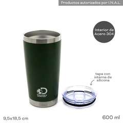 VASO TERMICO NEGRO/VERDE/AZUL 600ML ACERO INOX C/TAPA – DISCOVERY