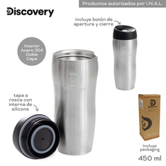 VASO TERMICO 450ML ACERO INOX C/TAPAY BOTON PUSH – DISCOVERY