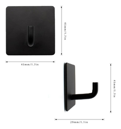 Percha Gancho Autoadhesivo Curvo Baño Cocina Acero y Negro Mate - Tienda palushop