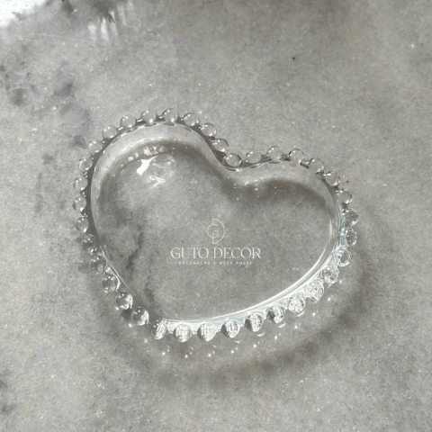 Mini Prato Coração Pearl em Cristal 12cm