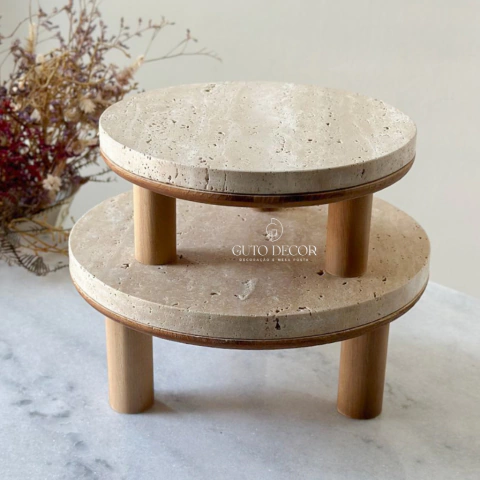 Suporte em Mármore e Madeira