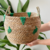 Conjunto de Cestos em Rattan com Detalhes Verde 3 Peças - Guto Decor