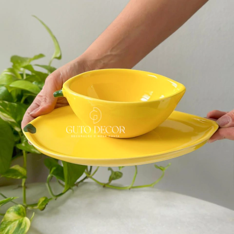 Bowl e Prato Limão Siciliano em Cerâmica