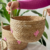 Conjunto de Cestos em Rattan com Detalhes Rosa 3 Peças - Guto Decor