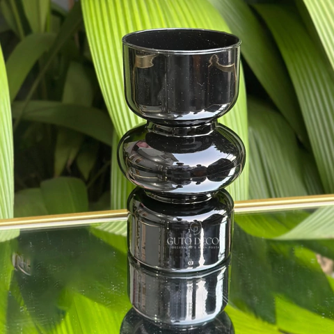 Vaso Berlim em Vidro Preto 18cm