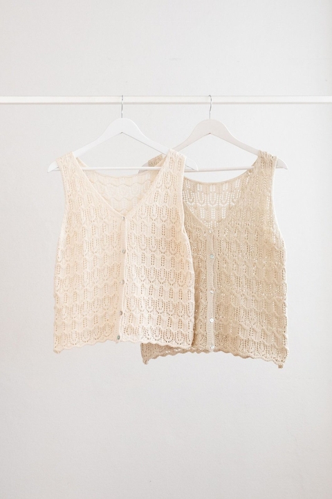 CHALECO V TEJIDO 5 BOTONES CALADO (CHA00073)