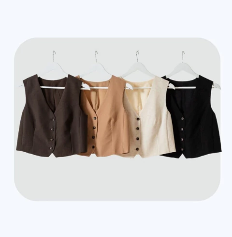 CHALECO V TENCEL LINO CUATRO BOTONES (CHA00074)