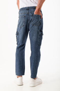 PANTALON JEAN CARGO AZUL LOCALIZADO (PA00887) - comprar online