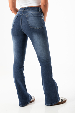 PANTALON JEAN OXFORD AZUL LOCALIZADO CON PESPUNTE (PA00992) - comprar online