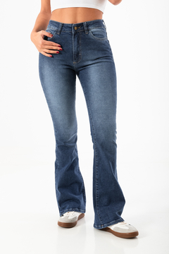 PANTALON JEAN OXFORD AZUL LOCALIZADO CON PESPUNTE (PA00992)