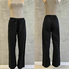 PANTALON JEAN NEGRO ELASTICO Y TIRA CINTURA (PA01084)