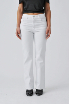 PANTALON GABARDINA BLANCO DEFLECADO ELASTIZADO FLARED (PA01086)