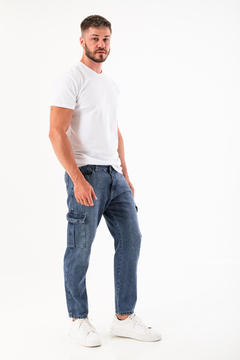 PANTALON JEAN CARGO AZUL LOCALIZADO (PA00887) - SpaceBallArg