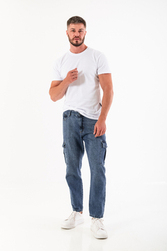 Imagen de PANTALON JEAN CARGO AZUL LOCALIZADO (PA00887)