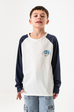 REMERA RANGLAN CALAVERA TRIVE BETTER DOBLE ESTAMPA NIÑOS (R05066) - comprar online