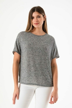 REMERA GASPEADA LINEN CON TAJOS LOOSE FIT (R05246) en internet