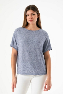 REMERA GASPEADA LINEN CON TAJOS LOOSE FIT (R05246) - comprar online