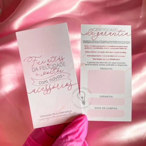 25 CARTÕES CERTIFICADO DE GARANTIA (COLEÇÃO JADE - PRONTA ENTREGA)