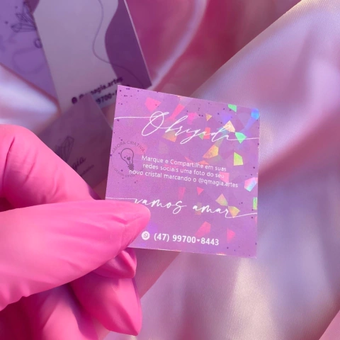 MINI CARTÃO HOLOGRÁFICO | COM SEU LOGOTIPO
