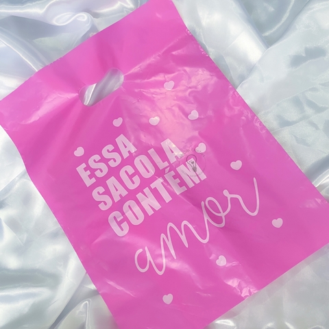 SACOLAS PRONTA ENTREGA - 30x40 - ROSA COM BRANCO