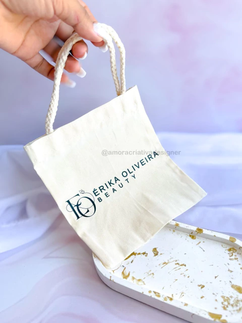 10 unid. Mini bag de algodão alça trançada 18x15cm - personalizada com sua logo - comprar online