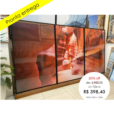 Quadro (3,00m X 1,50m) vidro Moldura Preta Caixa - comprar online