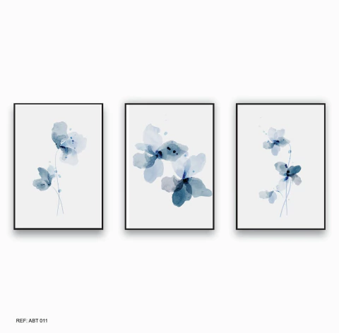 Quadro Abstrato Flores Azuis - comprar online