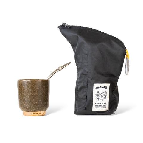 Mate + yerbera Aventura - Carbón