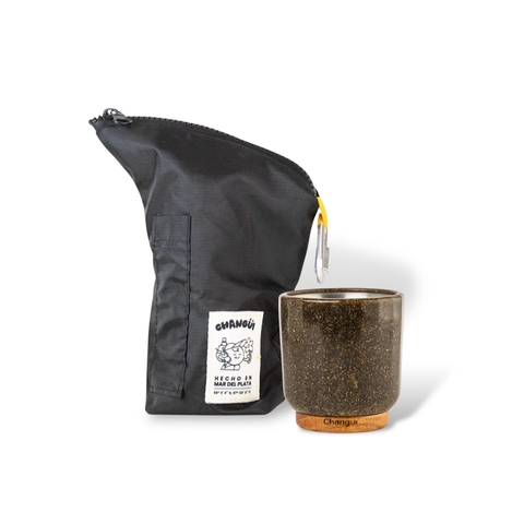 Mate Grandote + yerbera Aventura - Carbon - comprar online