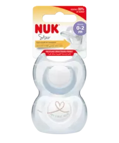 SET X 2 Chupetes Nuk Star Silicona 0-2m CELESTE - online store