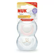 SET X 2 NUK CHUPETE STAR 0-2M ROSA - El Arca del Bebè