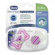 CHICCO CHUPETE PHYSIO LIGHT LUMI 6-16M X2 ROSA
