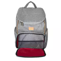 MOCHILA MATERNAL EMMA GRIS Y CAMEL - tienda online