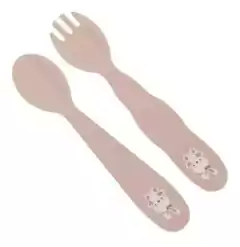 Tenedor y Cuchara Plasticos Tramontina Rosa