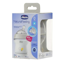 Chicco Mamadera Natural Feeling 150ML CON TETINA 0M+ GRIS - comprar online
