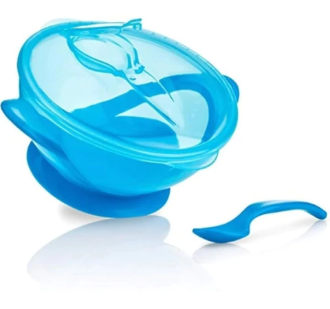 Plato Nuby Easy con Cuchara y sopapa AZUL
