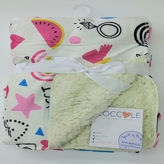 Manta en Microfibra Estampada con Corderito para Cuna Unicornio