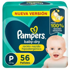 Pañales Desechables Pampers Baby Dry Recién Nacido Hipoalergénico P 56