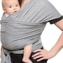 Fular Mochila Portabebé 18 kilos Baby Soft Tela Elástica GRIS CLARO