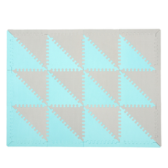 Imagen de Piso de Goma Eva 32x32 (12 Piezas + 14 Bordes) Menta y Gris