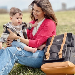 MOCHILA MATERNAL Y PORTANOTEBOOK COCO NEGRO