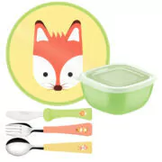 TRAMONTINA BABY FRIENDS JUEGO INFANTIL TUPPER + PLATO + CUBIERTOS 5PZ - comprar online